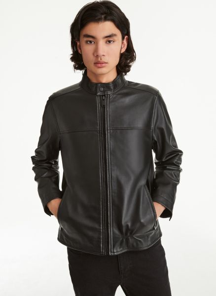 Outerwear & Jackets Dkny Real Lamb Leather Jacket Black Men