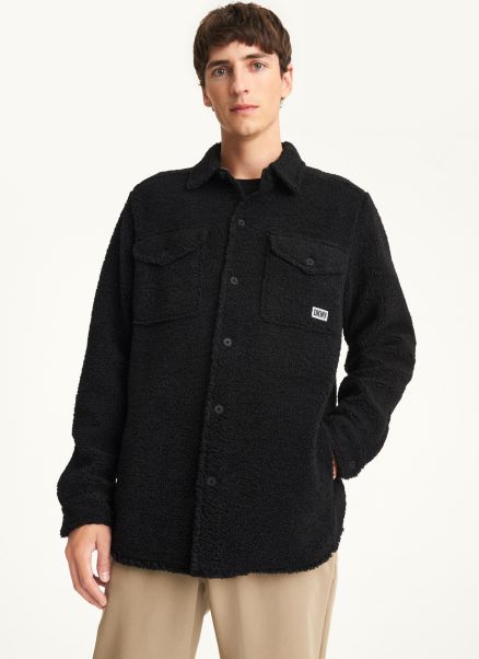 Men Outerwear & Jackets Black Sherpa Jacket Dkny