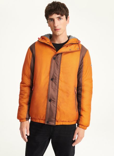 Men Dkny Translucent Puffer Orange Combo Outerwear & Jackets