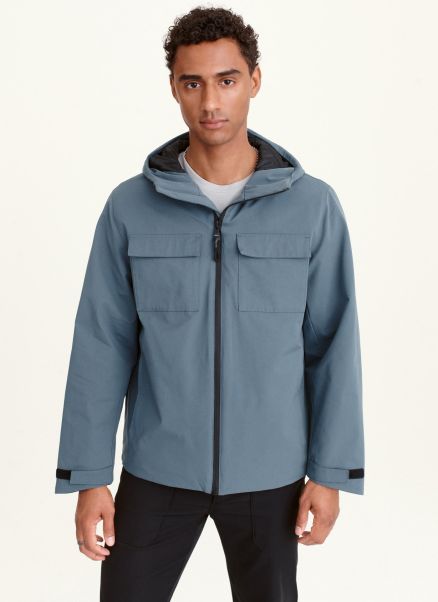 Men Blue Outerwear & Jackets Dkny Textured Arctic Coat