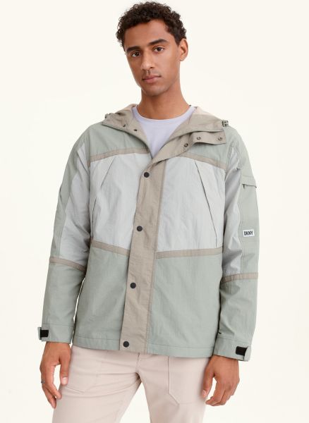 Dkny Outerwear & Jackets Multi-Color Pieced Hike Jacket Olive Combo Men