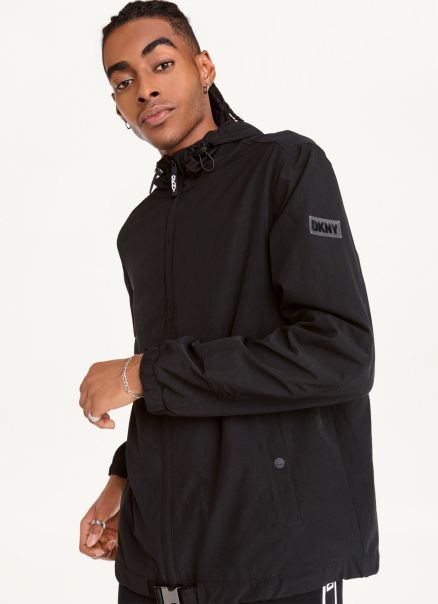 Men Outerwear & Jackets Black Dkny Nylon Windbreaker