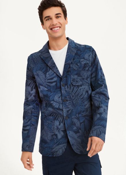 Dkny Outerwear & Jackets Navy Men Tropical Print Blazer