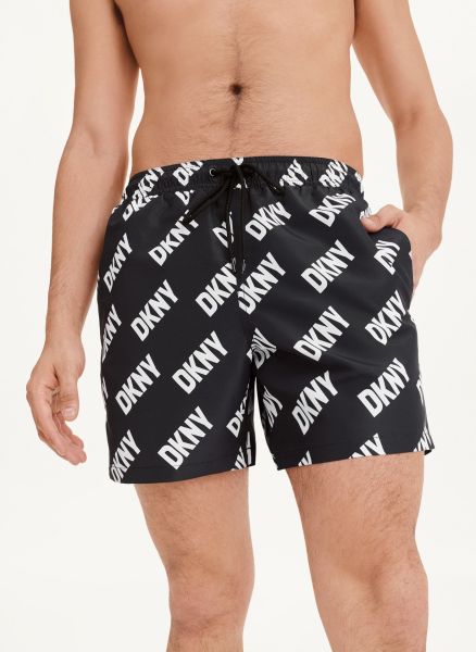 Jeans, Pants & Shorts Dkny Black Allover Logo Swim Shorts Men