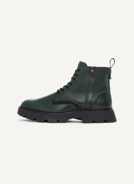 Side Zip Lace Up Boot Shoes Green Dkny Men