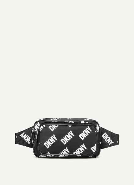 Black/White Men Dkny All Over Logo Belt Bag Bags