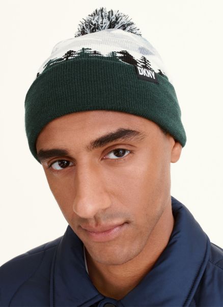 Cold Weather Dkny Multi Mountainscape Beanie Men