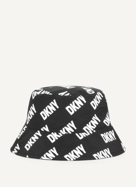 Dkny Men Black/White Reversible Logo To Solid Black Hat Cold Weather
